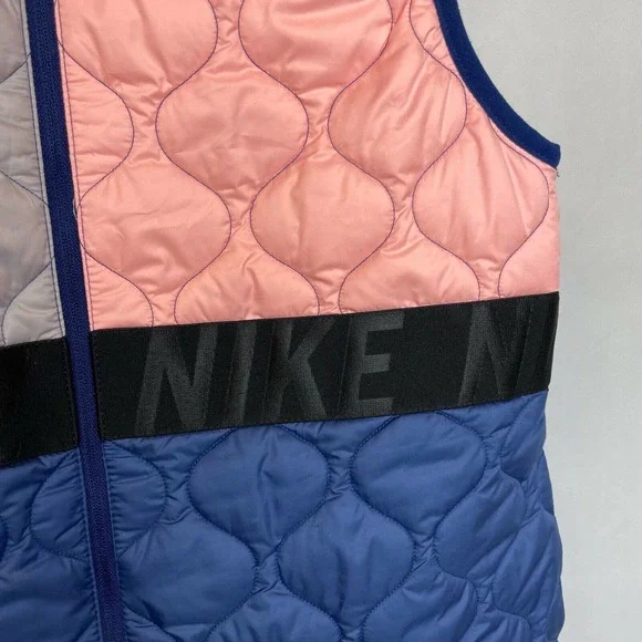 Nike Running AeroLayer Quilted Vest Jacket Size XS Pink Gray Blue color block - Picture 3 of 12
